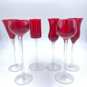 Pottery Barn Red Cordial Glass Set of 6